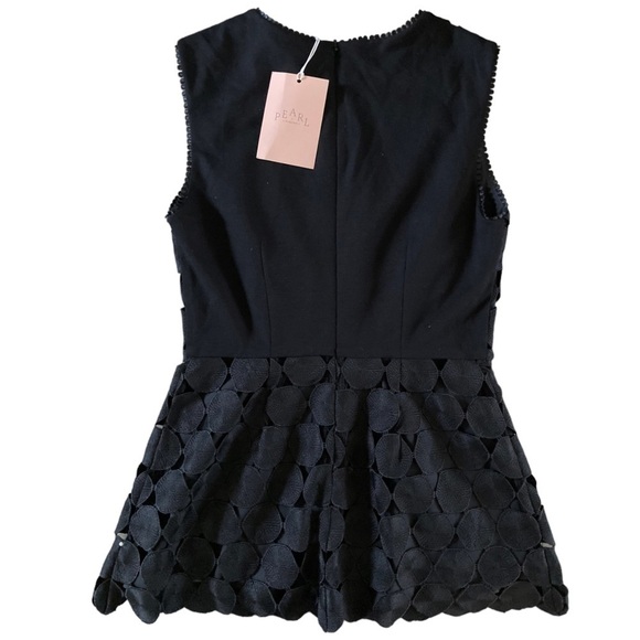 Pearl by Lela Rose Circle Guipure Lace Peplum Black Top NWT Romantic Chic - Picture 4 of 12